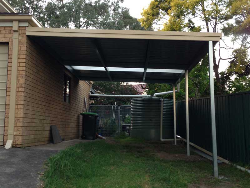 Skillion carport attached to side of home