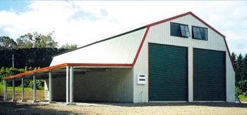 white and green industrial shed installed